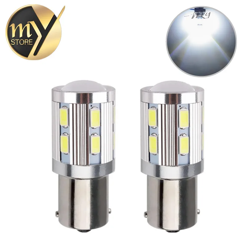 2pcs 1156 BAU15S 12 SMD Samsung 5730 led High Power lamp py21w Car LED bulbs rear brake Lights Source parking 12V White