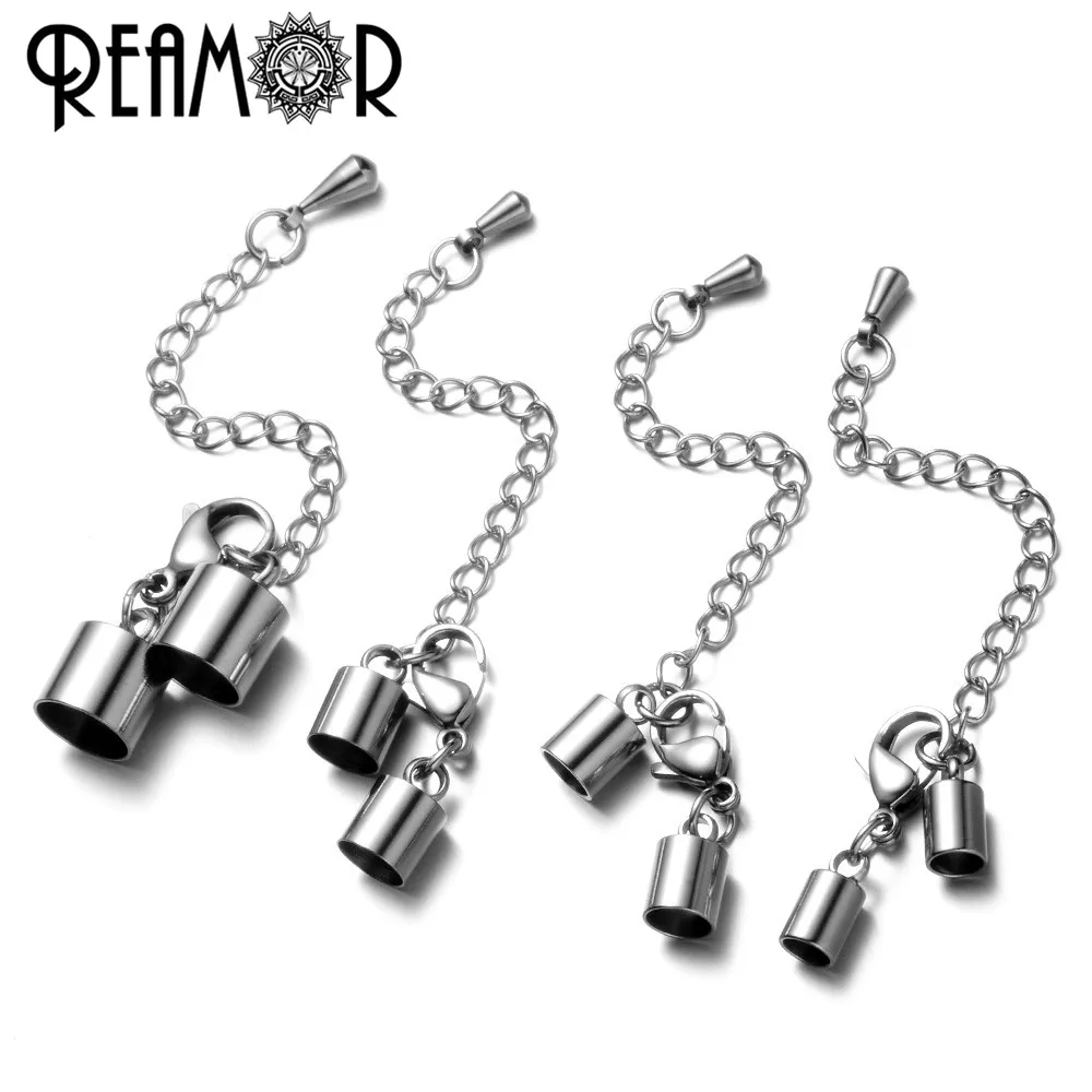 REAMOR 4/5/6/8mm 316L Stainless Steel Lobster Clasps Hooks Extender Chain Connector For Leather Bracelet DIY Jewelry Findings