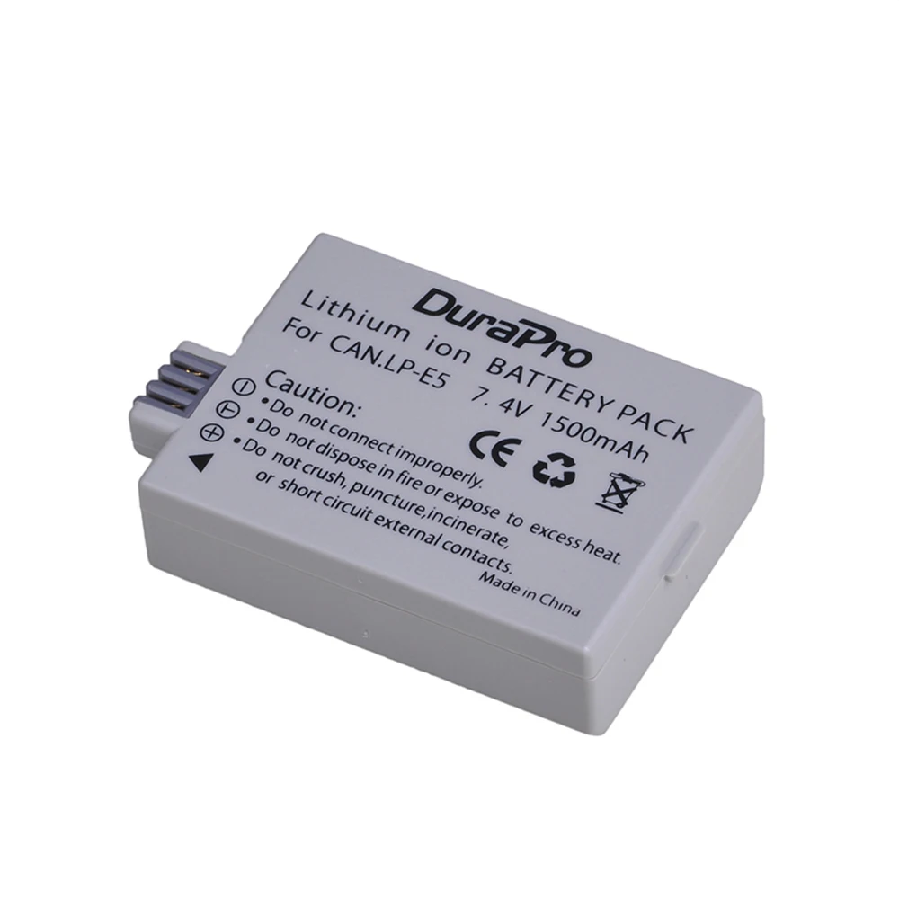 DuraPro-Batería de repuesto para cámara, accesorio para Canon EOS 450D 500D 1000D KISS X2 X3 F Rebel XS XSi T1i, LP E5 LPE5, 1500mAh, 4 unidades, LP-E5