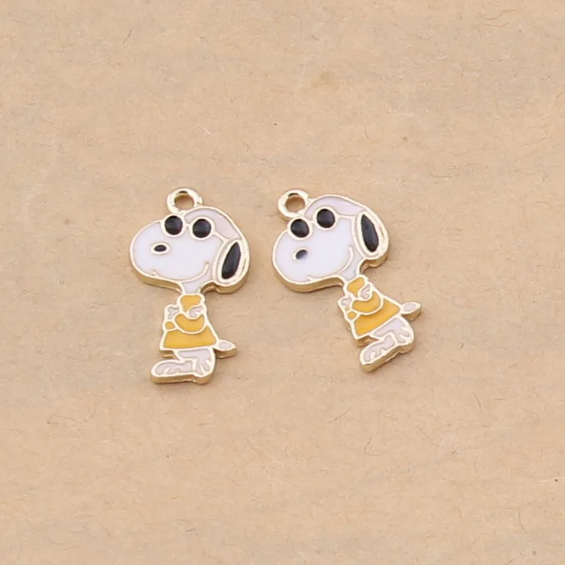 100pcs 18*11mm Q version Dog bracelet earrings diy drop oil alloy jewelry small pendant