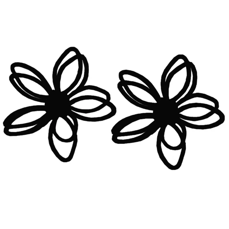 Black Plum Flower Double Sides Stud Earring Simple Hollow Three-dimensional Flower Earrings 1Pair High Quality Korean Hot Sale