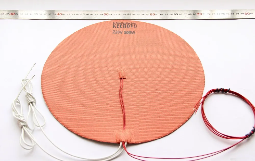 Dia 300mm, 500W@220V, w/ 3M PSA & NTC 100K Thermistor,Keenovo Round Silicone Heater Pad,3D Printer Heater,Heatbed, Free Shipping