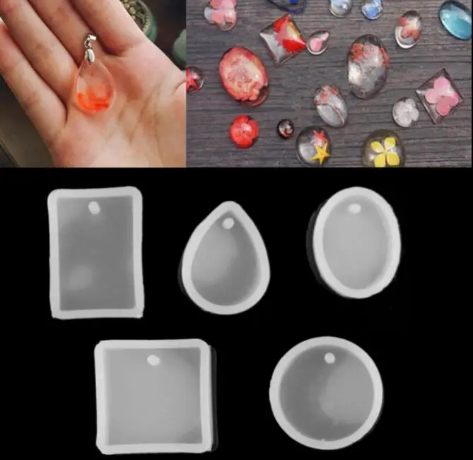 Promotion DIY 5pieces/set pendant silicone Mold Resin Silicone Mould handmade tool epoxy resin molds