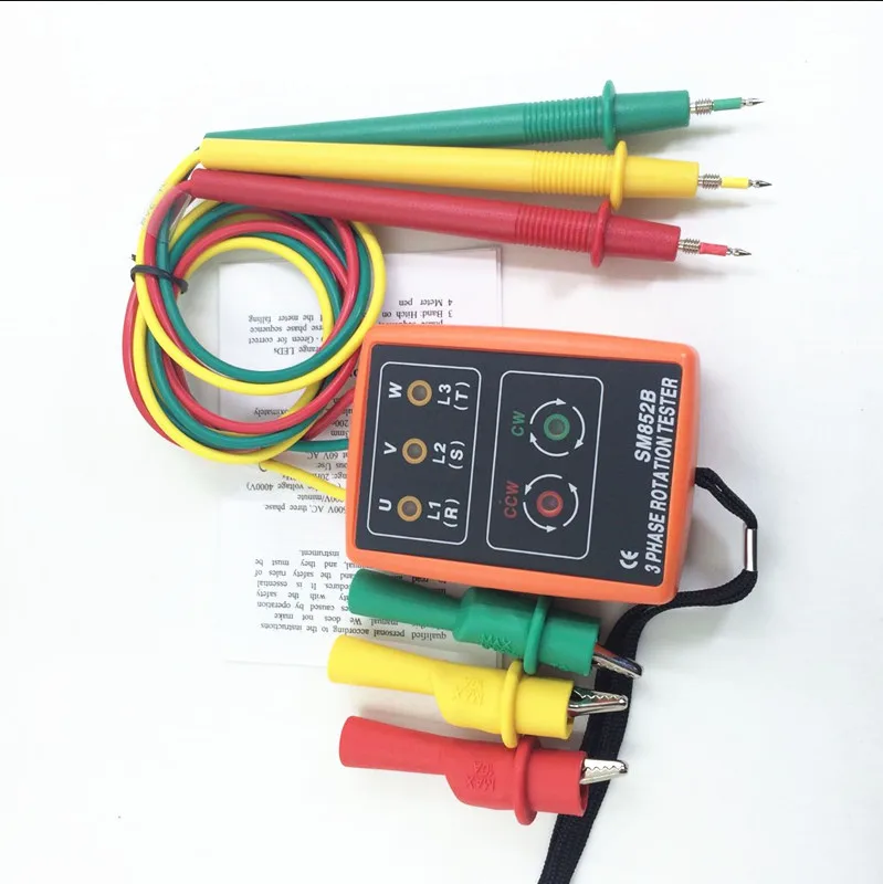 SM852B 3 Phase Sequence Meter Presence Rotation Tester Phase Indicator