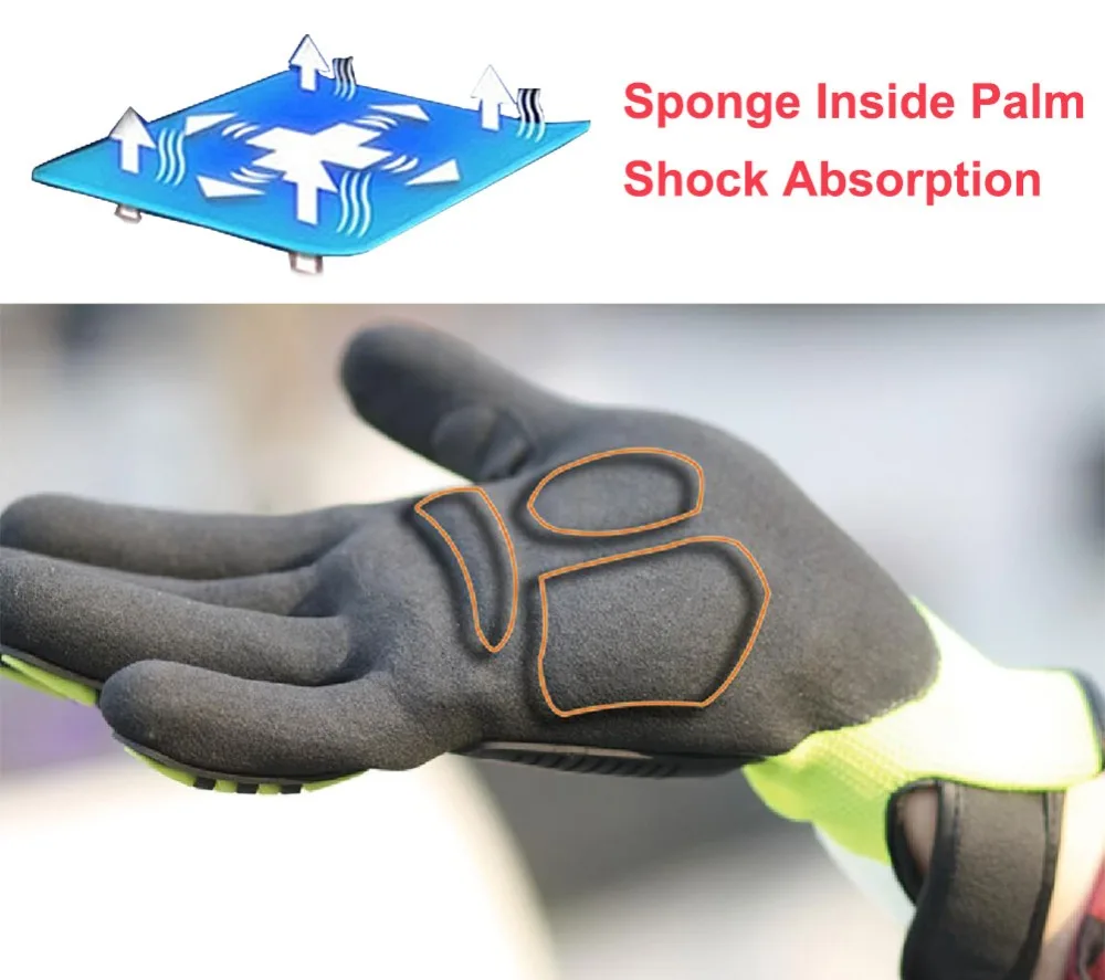 100% High Quality Anti Vibration Cut-Resistant Safety Work Gloves with Nitrile Oilproof Good Grip Plam Glove Garden Protection