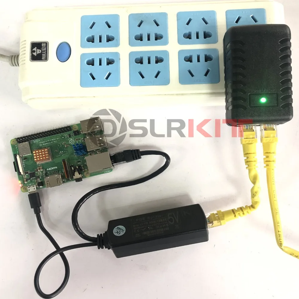 Dslrkit Gigabit Raspberry Pi 3B + 3B Plus POE Kit (Splitter + Injector) Micro USB 5 V 2.4A
