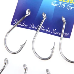 FISCH KÖNIG 5packs 7/0 #-6 # Edelstahl Sea Fishing Haken Salzwasser Stacheldraht Unterstützen Baitholder Octopus Haken mit Ring