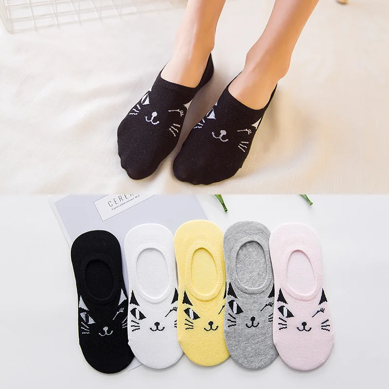 CAT summer comfortable cotton bamboo fiber girl women\'s socks ankle low female invisible color girl boy hosier 1pair=2pcs WS114