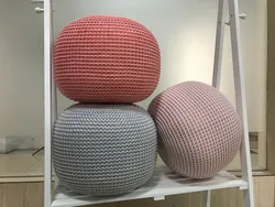 Nuovo POUF per casa cuscino rotondo in lana lavorato A maglia POUF prendi un cuscino per i piedi