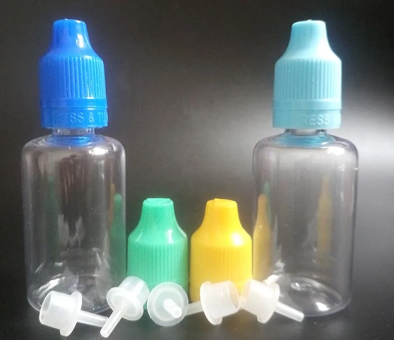 NEW Colorful Tamper Evident Seal and Child Proof Empty Bottle 30ml E Liquid Plastic Dropper Bottles with Long Thin Ti