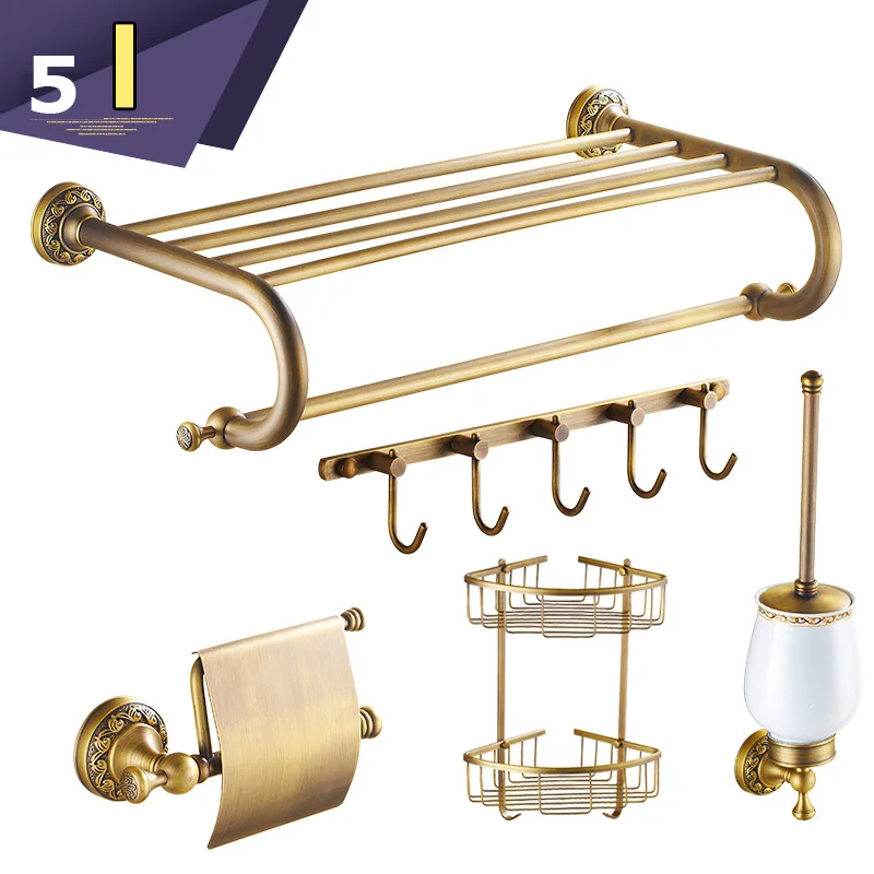 Classic Antique Bronze Bathroom Accessories Set, All-in-one Set Handbook, one click ordering, Free Shipping