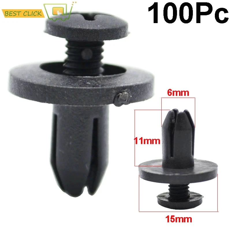 Xukey 100Pcs*6mm Auto Fastener Car Bumper Clips Retainer Car Fastener Rivet Door Panel Fender Liner Push Pin Clip For Toyota