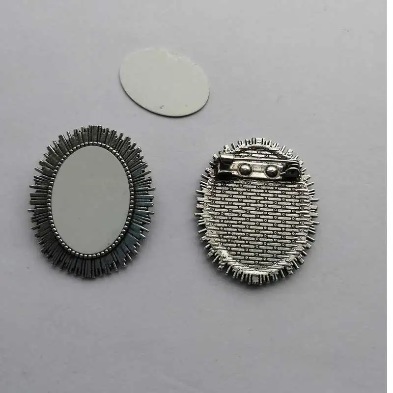 

sublimation blank pins brooches ellipse ancient silver pin brooch hot transfer printing consumables 40pcs/lot new style
