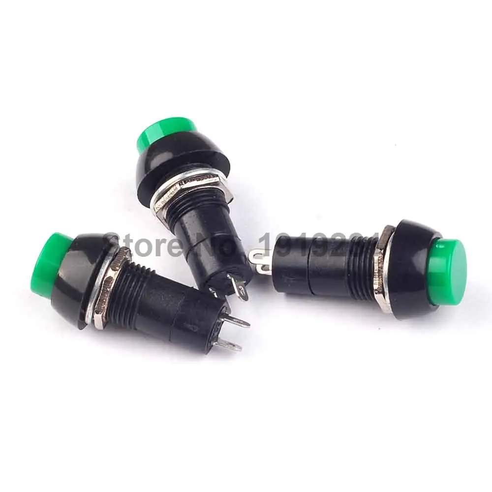 1PCS PBS-11A 2PIN Plastic Push Button Latching Switch Self-Lock 3A 150V Green