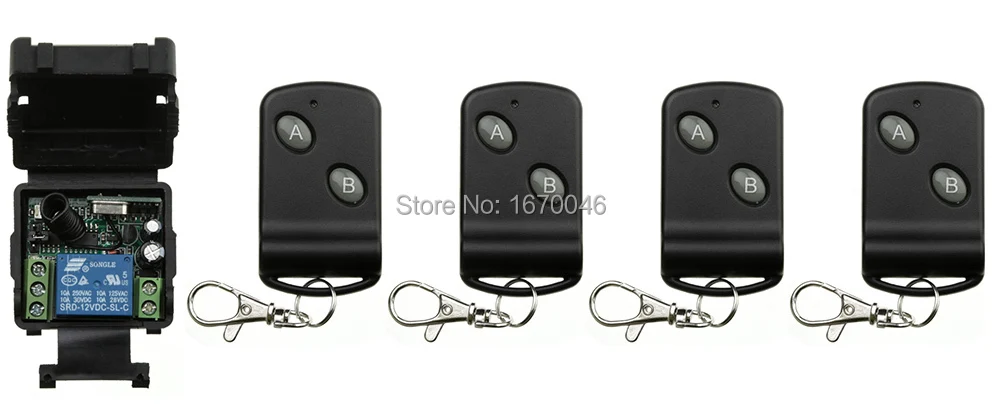 

NEW DC12V 10A 1Channel RF Wireless Remote Control Switch/Radio Controlled Switch System 1* Receiver & 4*Transmitter lamp/ window