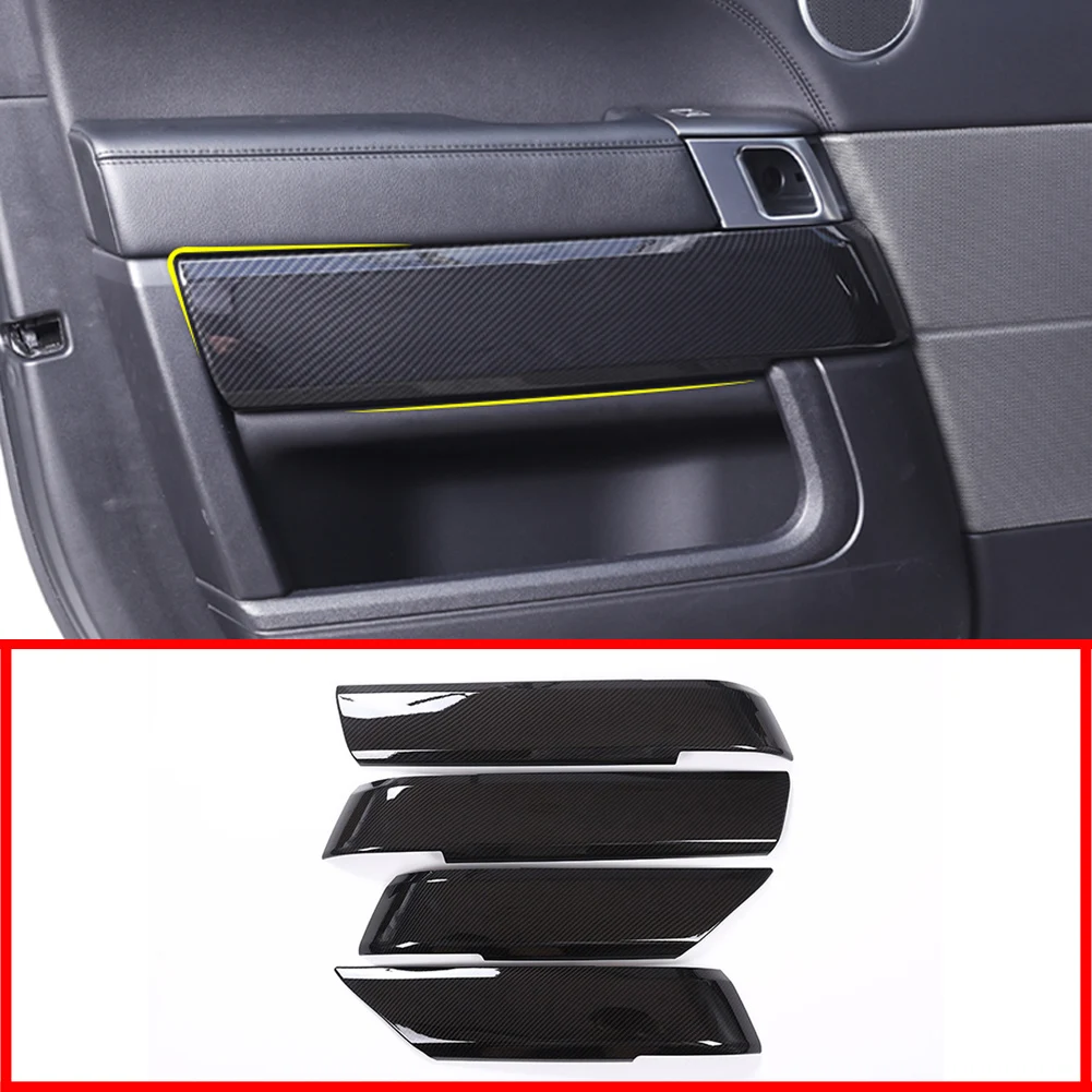 Carbon Fiber Style ABS Car Accessories Interior Door Decoration Cover Trim Panel for Land Rover Range Rover Sport L494 2014-2019