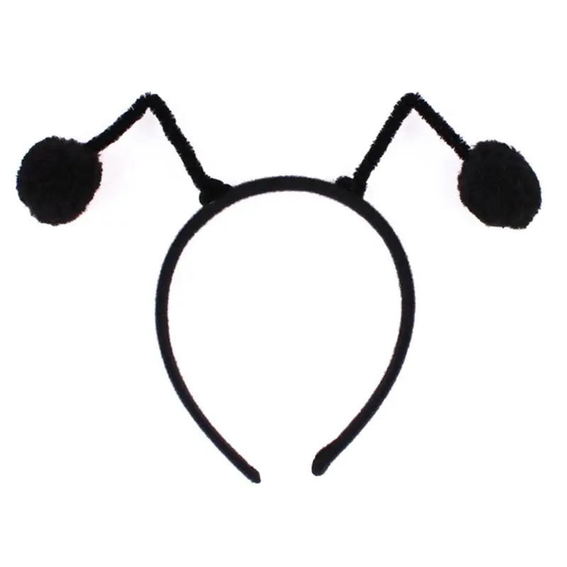 Women Girls Cute Bee Antennas Headband Fluffy Pompom Ball Cosplay Costume Hair Hoop Childrens Day Stage Dancing Party Favors