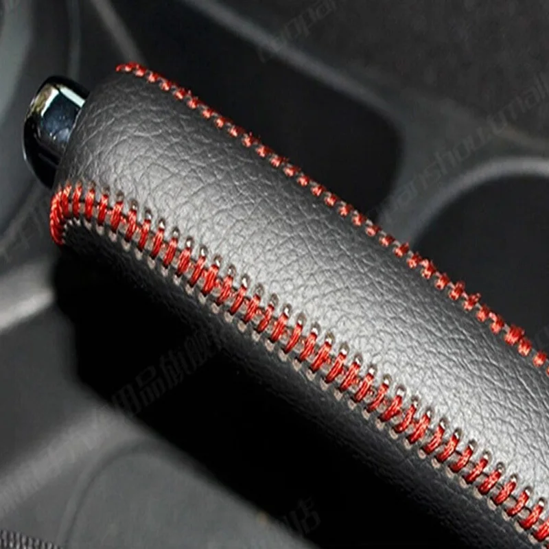 For KIA K2 RIO 2011 2012 2013 2014 2015 Car Accessory Leather Sew-On Gears Handbrake Cover  1 Pc