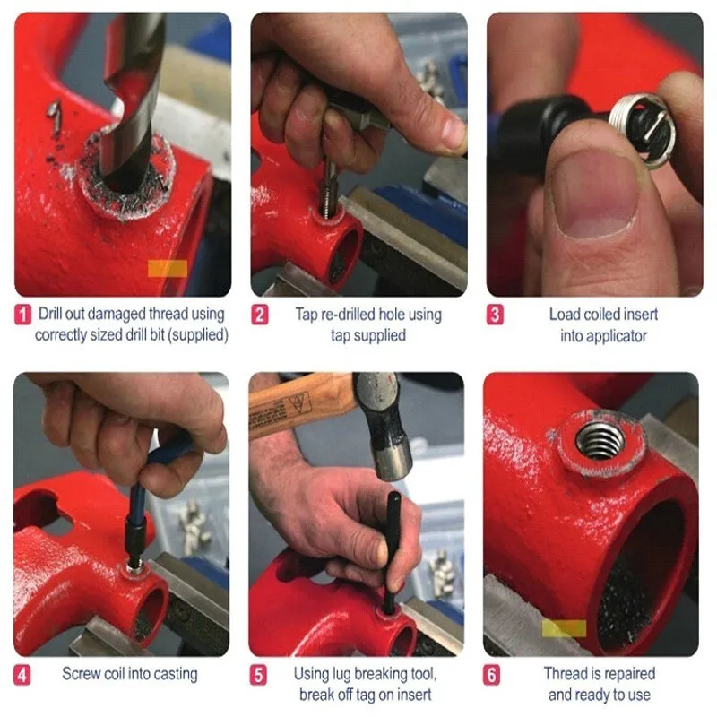 Car Engine Block Restoring Damaged Thread Repair Tool Kit M9 M10 M11 M12 M14 Auto Helical Coil Insert Garage Tools