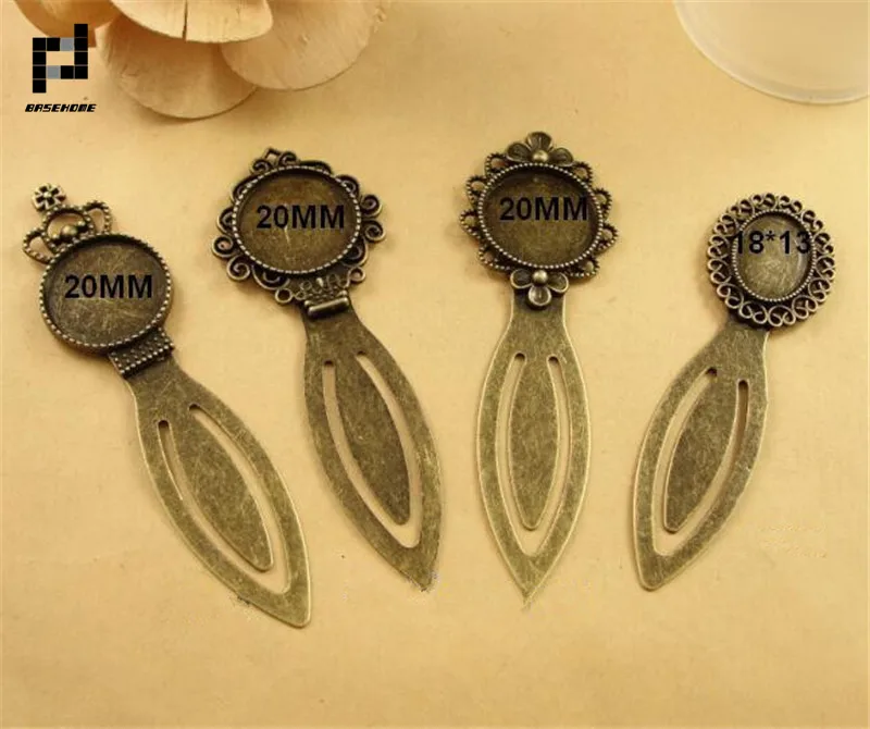 BASEHOME 10pcs/lot Antique Vintage Retro Handmade Bookmark Cabochon Base Bookmark Setting for Cabochon Cameo DIY Bookmarks