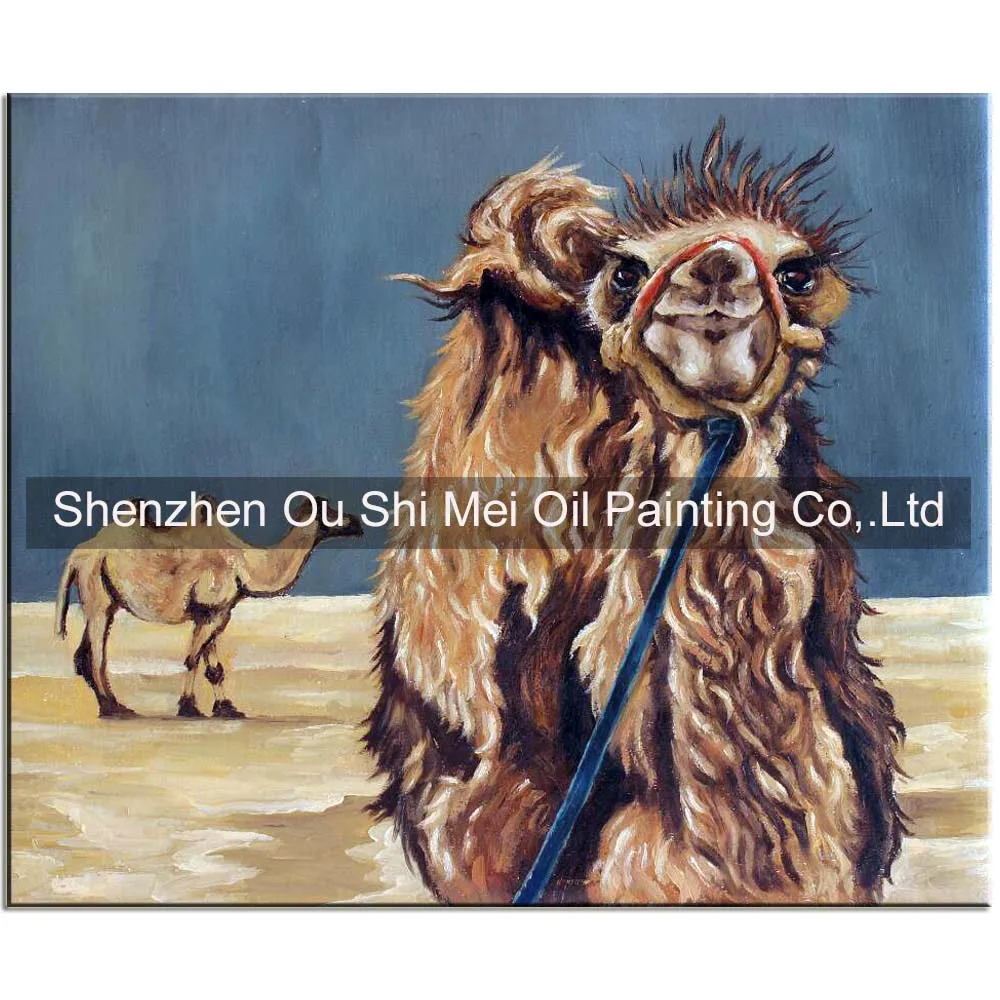 Handmade Funny Desert Animal Oil Painting on Canvas Modern Abstract Lovely Camel Wall Pictures for Living Room Art Painting