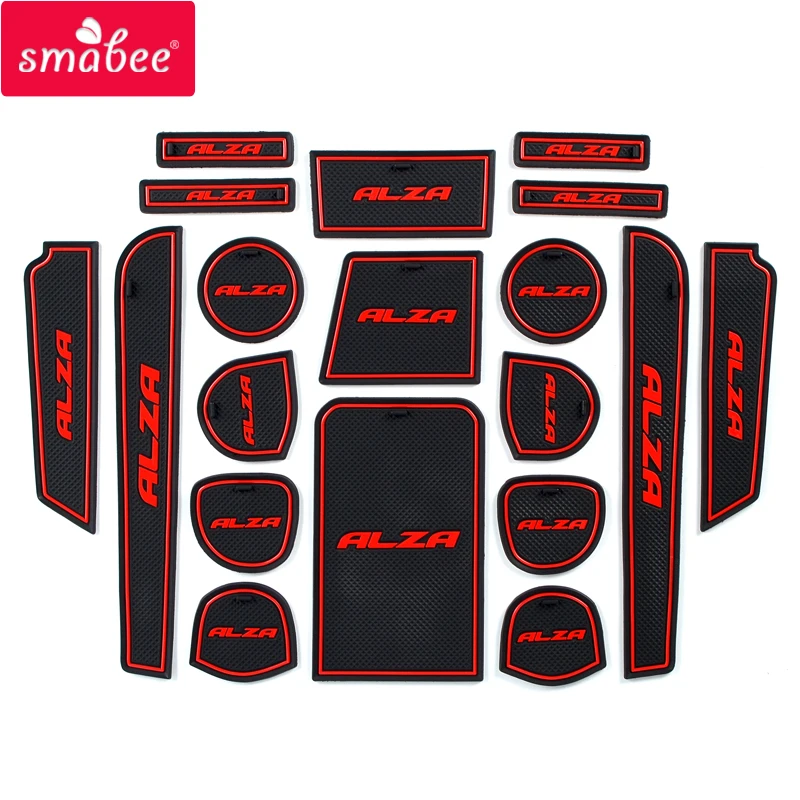 

Smabee Gate slot pad For Perodua ALZA Anti-Slip Gate Slot Mat Interior Door Pad Cup Holders Non-slip mats RED WHITE 14pcs