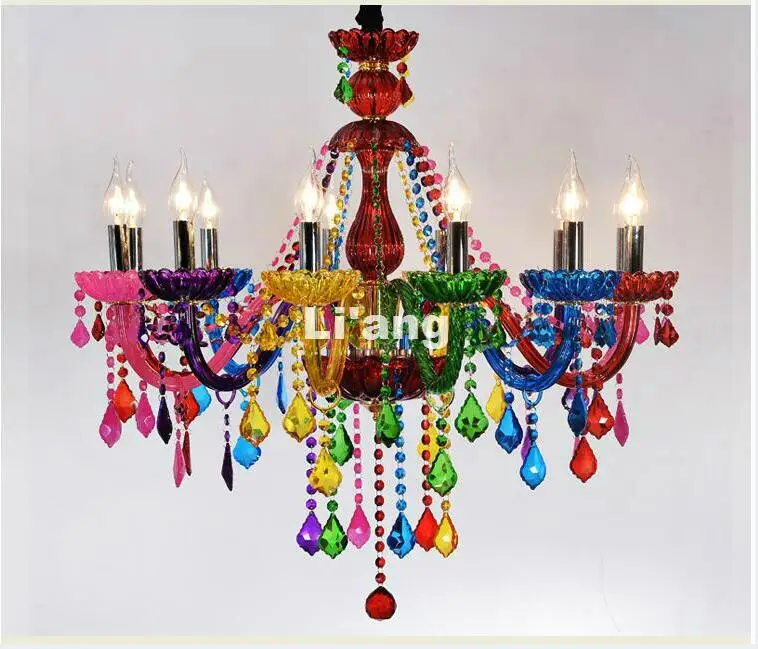 Colorful Crystal Chandelier Living Room lustres de cristal Decoration Colorful Pendant Art Chandeliers Home Lighting Indoor Lamp