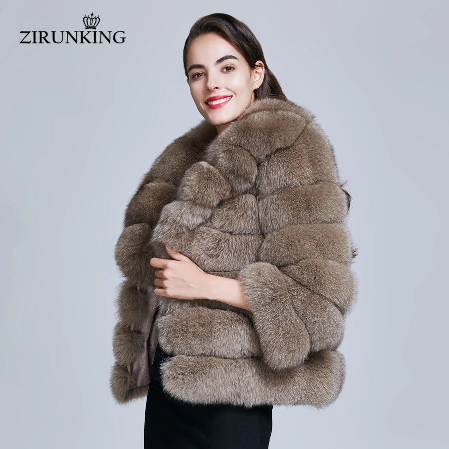 ZIRUNKING-معطف نسائي من فرو الثعلب الطبيعي ، معطف شتوي سميك دافئ ، مصنوع من فرو الثعلب الطبيعي ، ZC1729