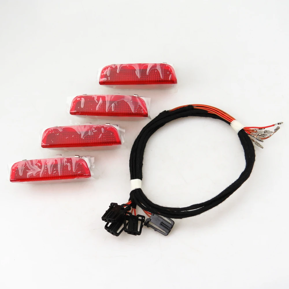 Car Door Warning Light+Cable Plug wire Harness+Clips For vw Golf 5 6 MK6 7 MK7 Passat B6 B7 Tiguan Superb EOS CC SEAT 3AD947411