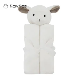 Kavkas Baby Blanket White Sheep One Layer Plush Animal Toy Educational Bedding Coral Fleece Swaddle New Born Baby Birthday Gift