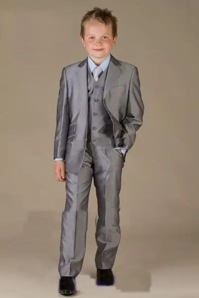 

Two Buttons Gray Boy's Formal Wear Tuxedos Notch Lapel Children Suit Kid Wedding Prom Suits,Bespoke Boy Blazer For Wedding