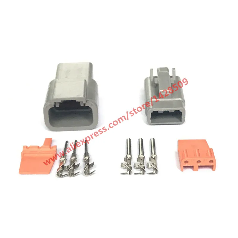 1 Set 3 Pin Deutsch DTM Wire Connector DTM06-3S/ATM06-3S DTM04-3P/ATM04-3P Gray Waterproof Female Male Auto Plug