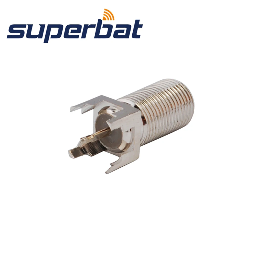 Superbat 75 ohm F Female Straight Thru Hole Vertical PCB RF Coaxial TV Connector