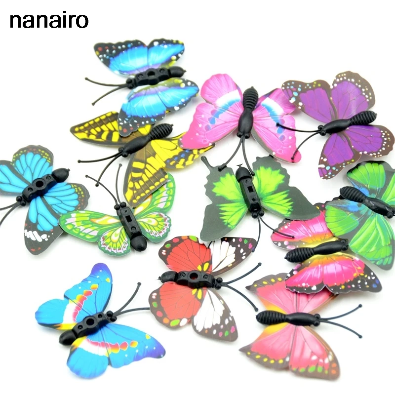 Cheap 12/100Pcs plastic butterfly wall stickers home decoration accessories kitchen accessories children cognitive toys craft