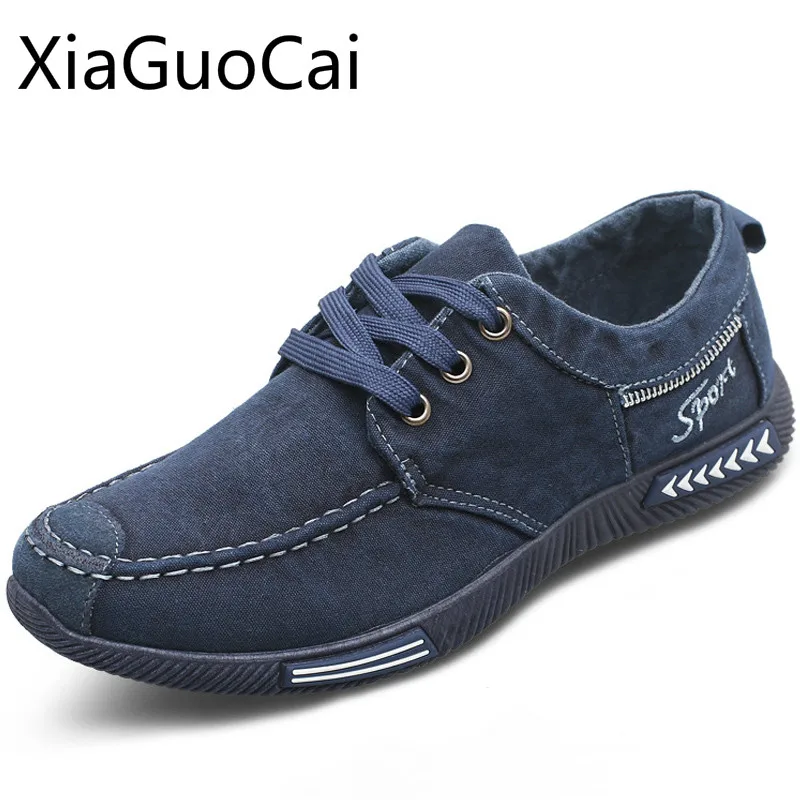 Brand Lightweight Plimsolls Men Casual Shoes Denim New Male Canvas Shoes Solid Rubber Lace-up Sneakers Drop Shipping W11 35