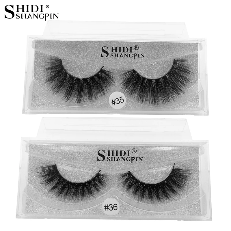 SHIDISHANGPIN 1 Pair Mink Eyelashes Natural Long 3D Eyelashes 3D Mink Lashes Volume Eyelashes Extension False Eyelashes #35-36S