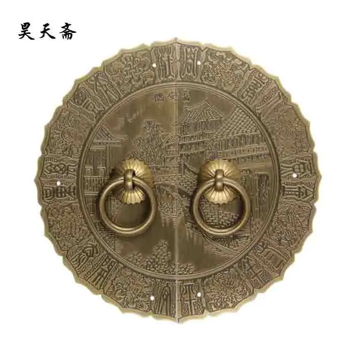 

[Haotian vegetarian] antique bronze antique copper fittings door shoe cabinet handle HTB-309 diameter 14CM