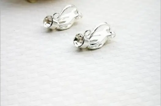 10 sztuk/partia miedzi kolczyki klipy z Rhinestone/nie kolczyk do piercingu drutu haki klipsy do uszu dla DIY akcesoria do wyrobu biżuterii Z775 — zdjęcie 6