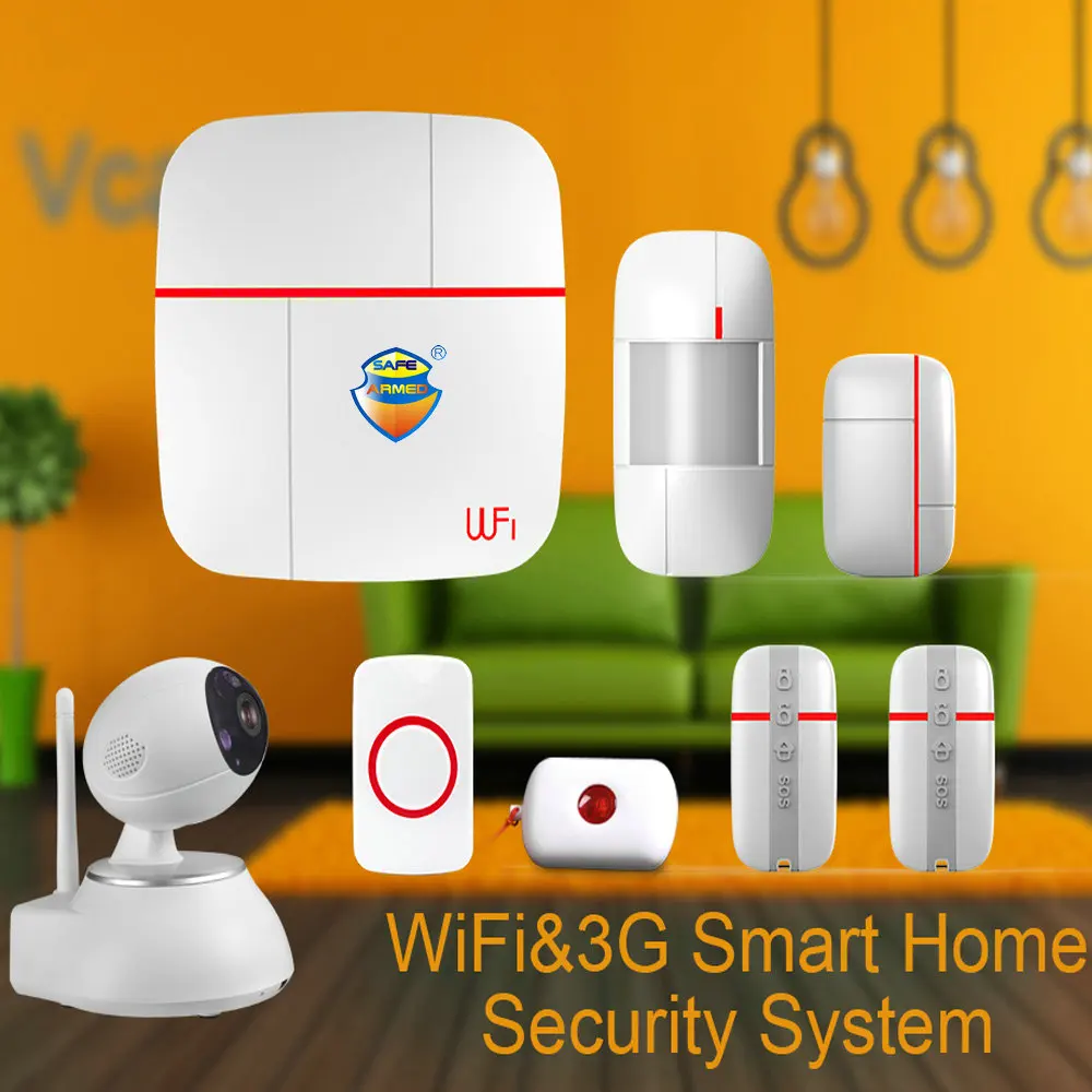 

(1set) Vcare WIFI 3G WCDMA Data Stream Smart for Home Alarm System with Motion Door/Window Sensor Medical Emergency Button Ver B