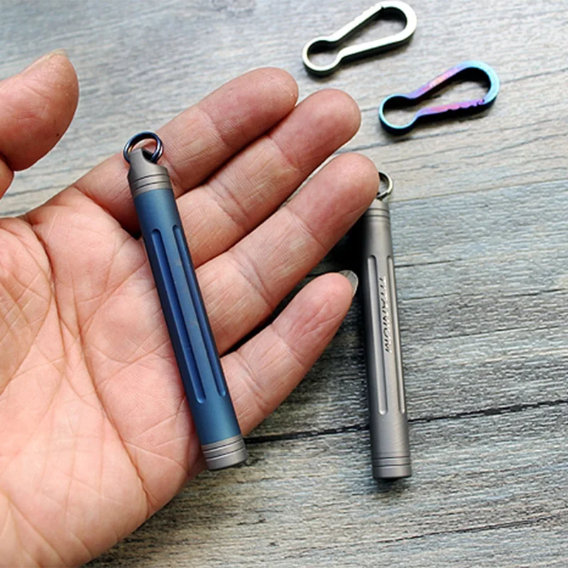 1PC EDC Portable Titanium Alloy EDC Waterproof Bottle Toothpick Earpick Set Keychain Hang Buckle Self-cleaning Tool Tableware
