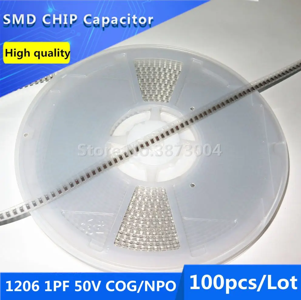 100pcs 1206 1PF 50V COG/NPO 0.25% Thick Film Chip Multilayer Ceramic Capacitor