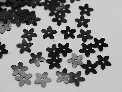 2000 Black 10mm Flowers Loose sequins Paillettes Sewing Wedding Craft