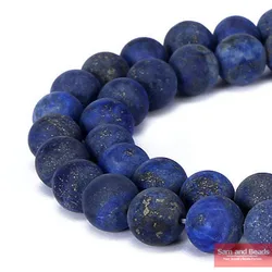 Natural Stone Dull Polish Matte Lapis Lazuli Round Loose Beads 15