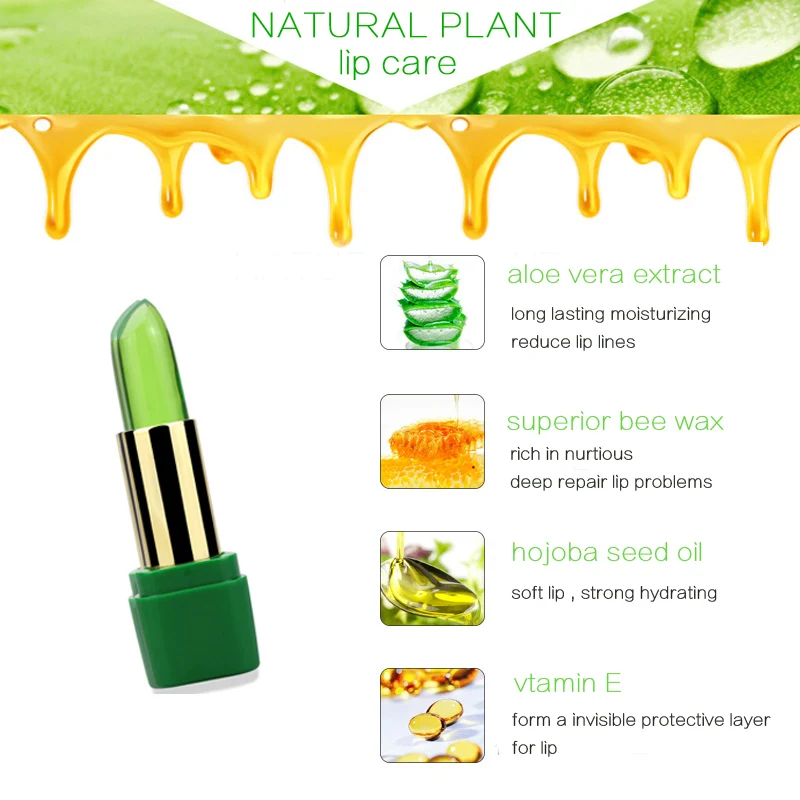 99% ALOE VERA Jelly Lipstick Temperature Change Color Moisturizing Lip Stick Pink Tint Makeup Batom