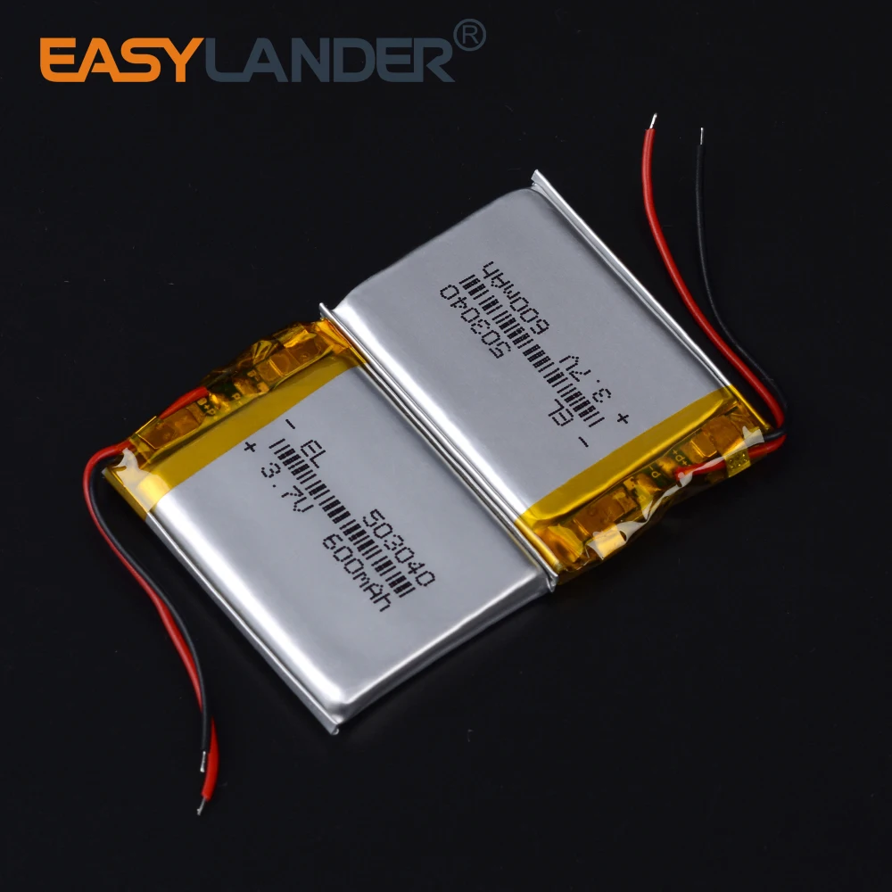 3pcs/Lot 3.7 Volt 503040 600mAh Rechargeable Lithium Li-ion Polymer Battery 053040