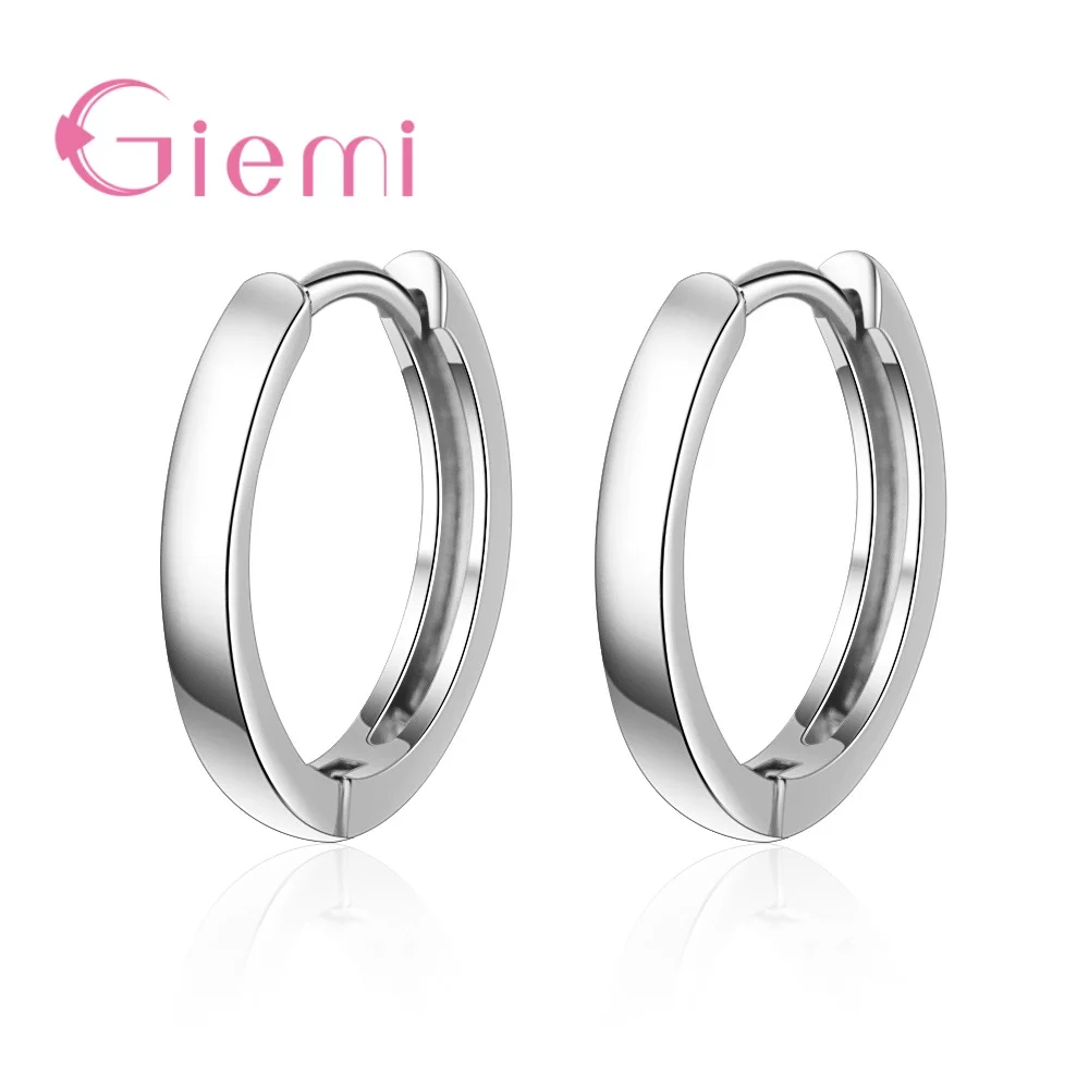 925 Silver Shiny Simple Round Circles Hoop Earrings Hook Stylish Jewelry For Women Girls Anniversary Birthday Gifts