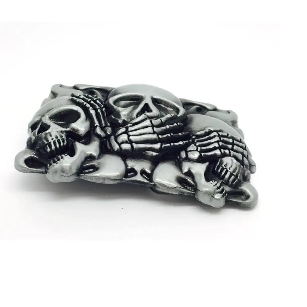 Fashion Skull Belt Buckle Metal Zinc Alloy Casual Buckle for Men Antique Silver Cowboy Retail Buckle for Men Apparel Accessories