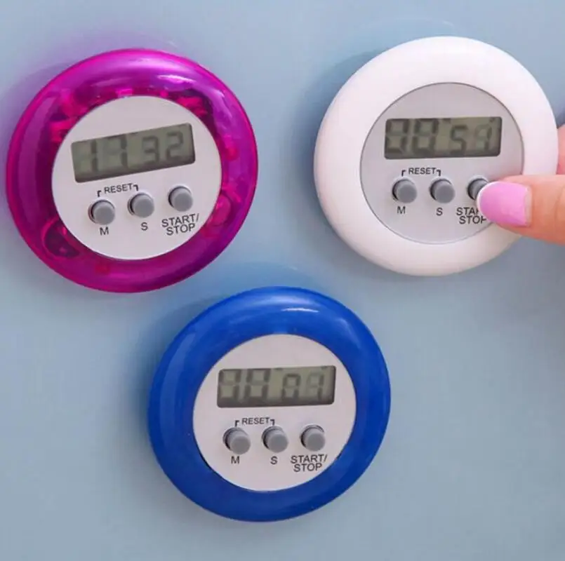 

Digital Alarm Kitchen Cooking Timers Gadgets Mini Round LCD Display Count Down Tools With Clip LX6630