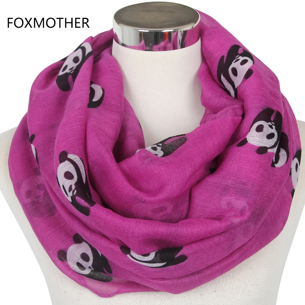 FOXMOTHER New Fashionable Grey Blue Panda Animal Infinity Scarf Scarves For Women/Ladies Gifts