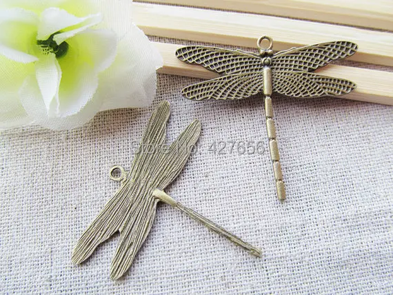 50pcs 46mmx41.45mm Large Filigree Antique Silver tone/Antique Bronze Lovely Dragonfly Pendant Charm/Finding,DIY Accessory